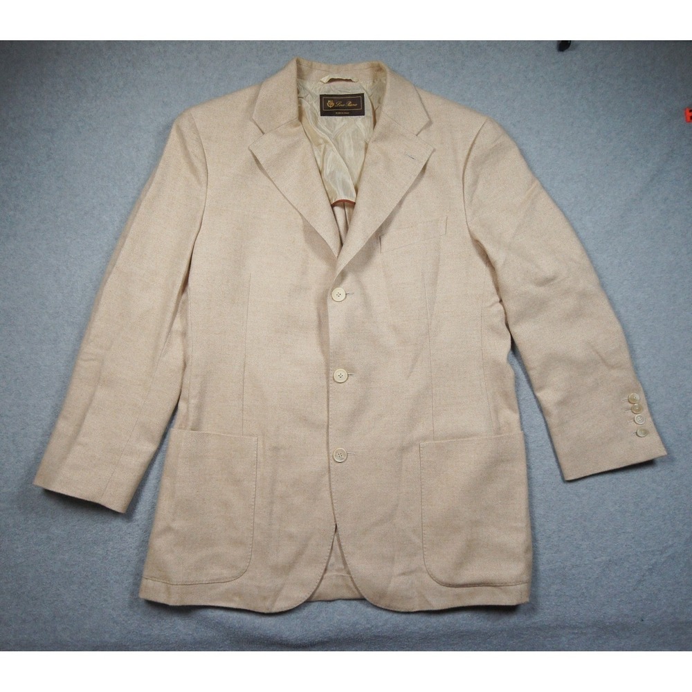 Loro Piana Blazer Mens 50 IT Beige Herringbone Sport Coat Made in‎ Italy Jacket